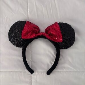 Sequin black and red ears